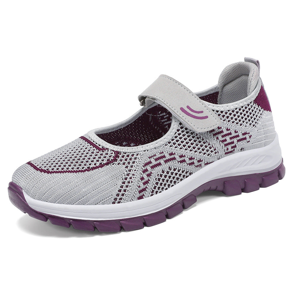 Damen Leichte Freizeitschuhe mit verstellbarem Riemen und atmungsaktivem Netzobermaterial Drune