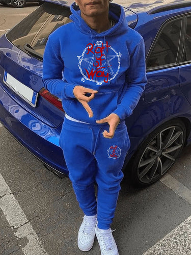 Herren Sportlicher Kapuzenpullover und Jogginghose Set mit einzigartigem Grafikdruck Drune