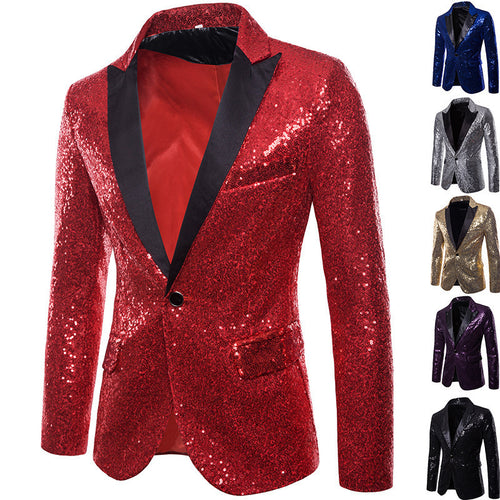 Herren glamouröser Pailletten Blazer Drune
