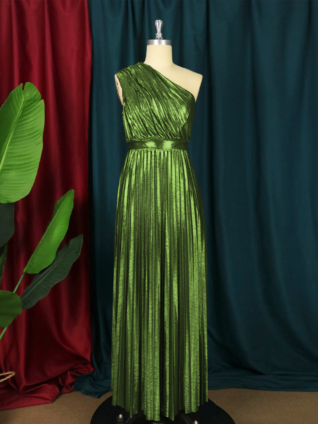 Damen plissiertes Abendkleid mit schimmerndem Oberteil Drune