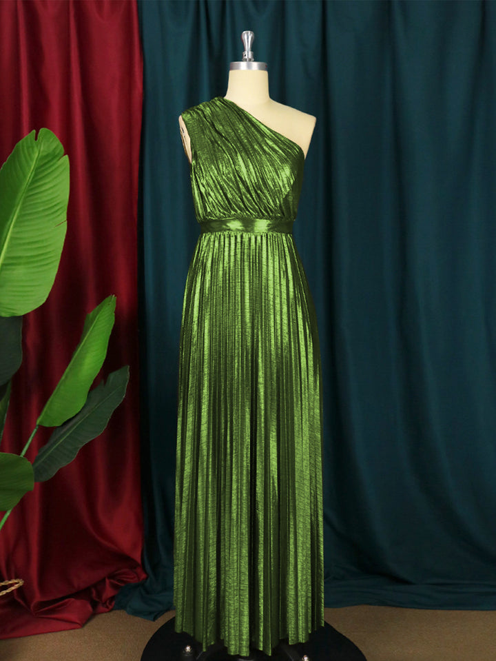 Damen plissiertes Abendkleid mit schimmerndem Oberteil Drune