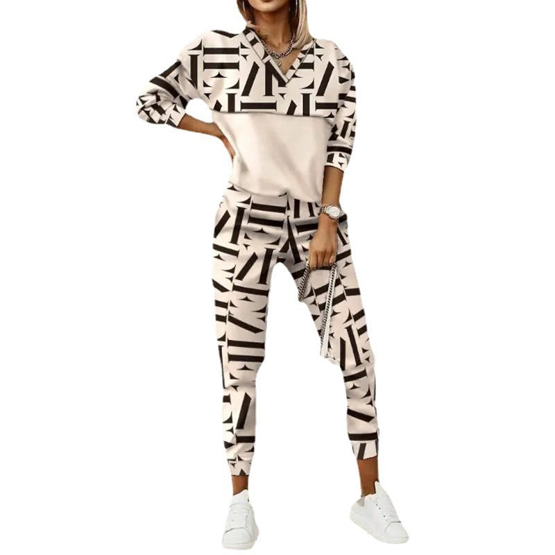 Damen modisches Set mit geometrischem Muster Drune