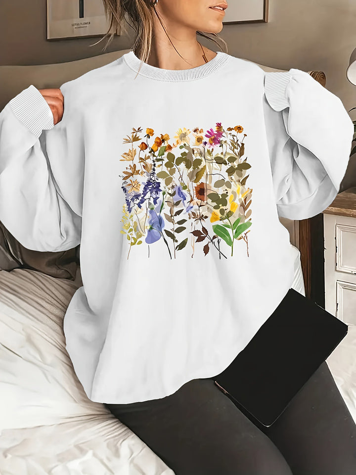 Damen Sweatshirt mit floralem Motiven und bequemer Passform Drune