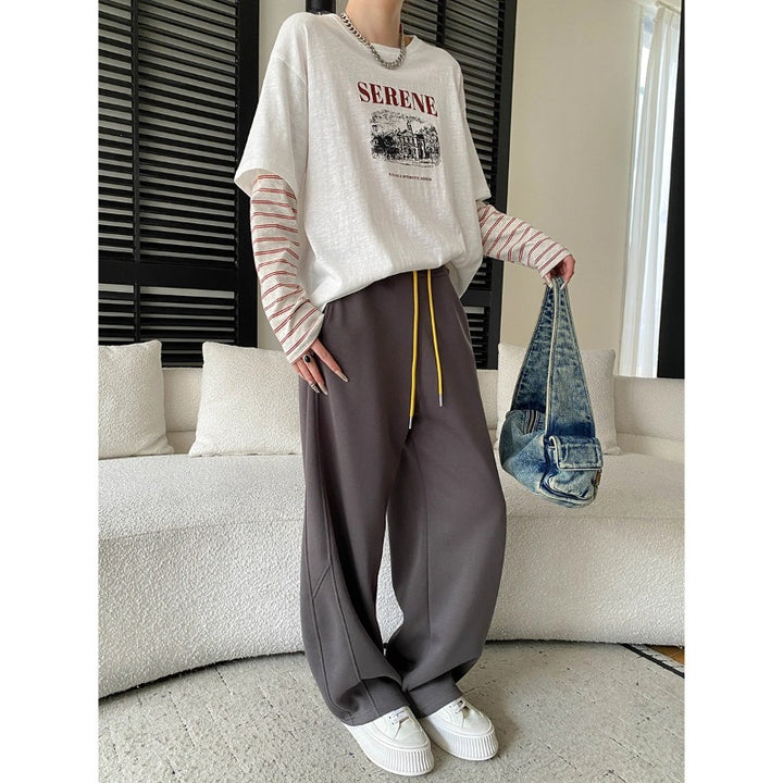 Damen lässige Sweathose mit weitem Schnitt und seitlichen Taschen Drune