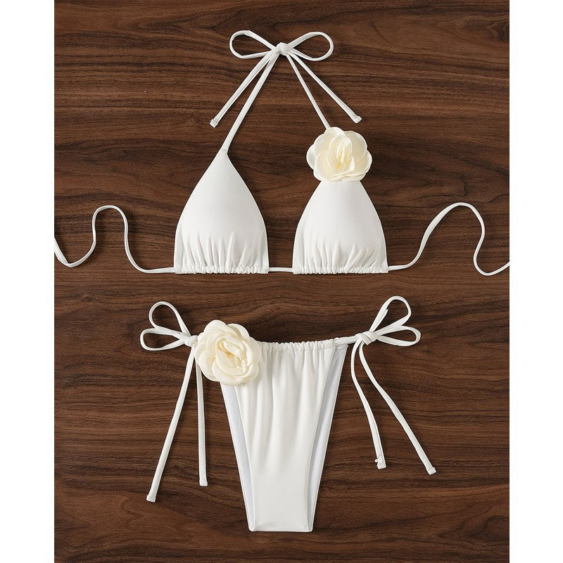Damen Triangel-Bikini mit verspielten Blumenapplikationen Drune