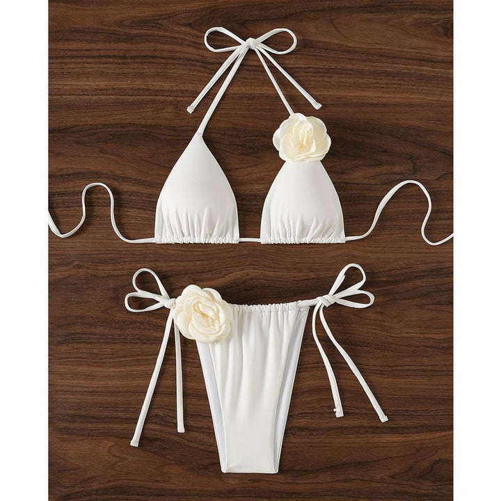 Damen Triangel-Bikini mit verspielten Blumenapplikationen Drune