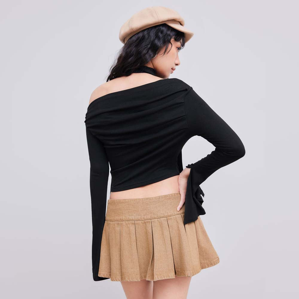 Damen Crop-Oberteil mit asymmetrischem Halterdesign und eleganter Drapierung Drune