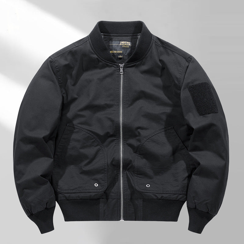 Herren  Canvas Zip-up Rippbündchen Utility-Jacke mit gewölbten Taschenpaneelen Drune