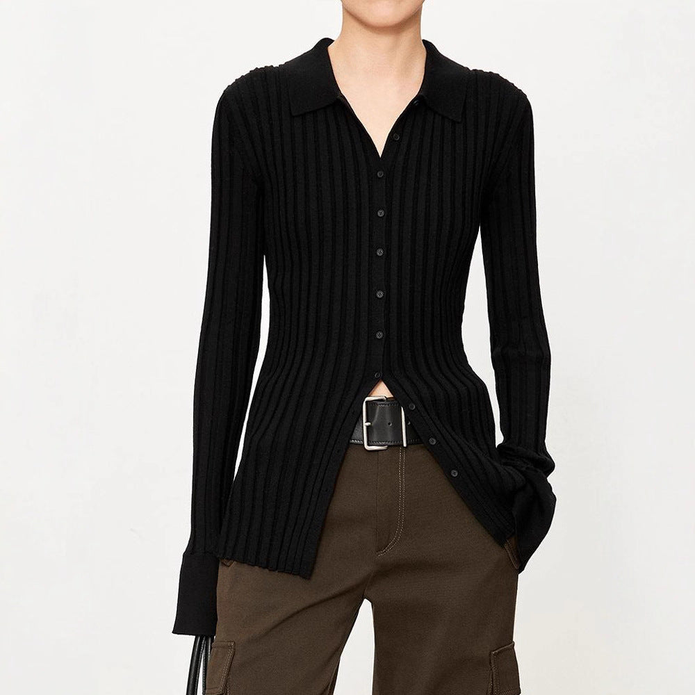 Damen Rippstrickhemden mit schlankem Schnitt Drune