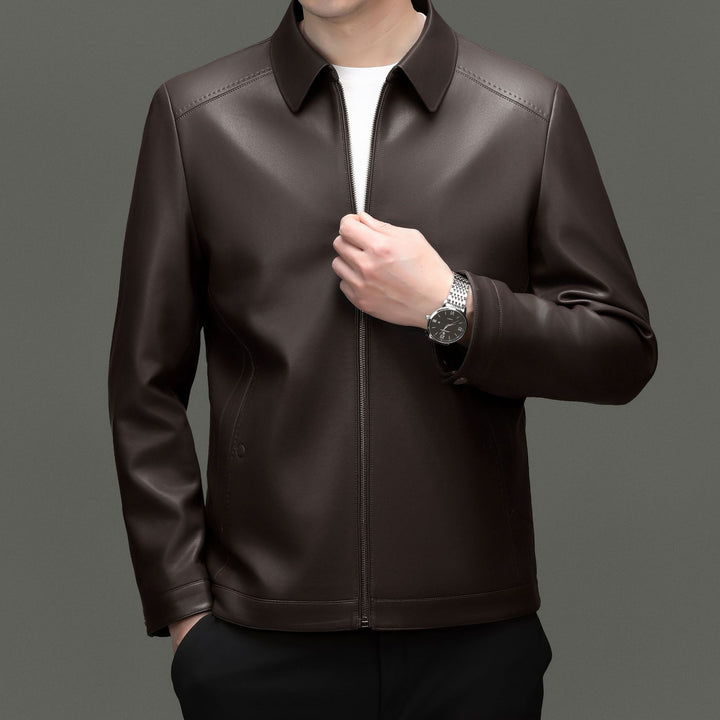Herren Lederjacke mit modernem Schnitt und elastischen Bündchen Drune