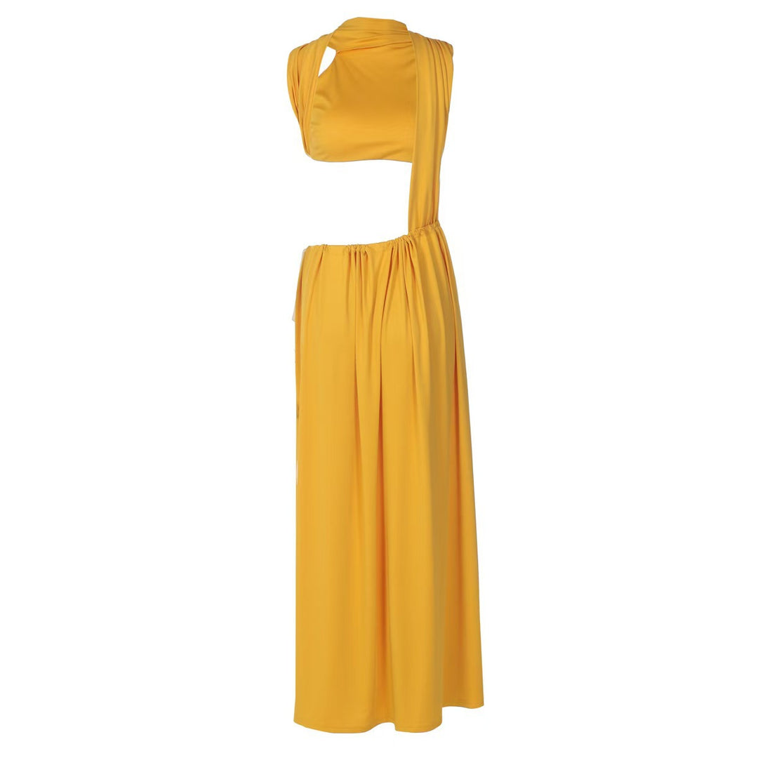 Damen Elegantes Maxi-Kleid mit seitlichem Schlitz und innovativem Oberteil Drune