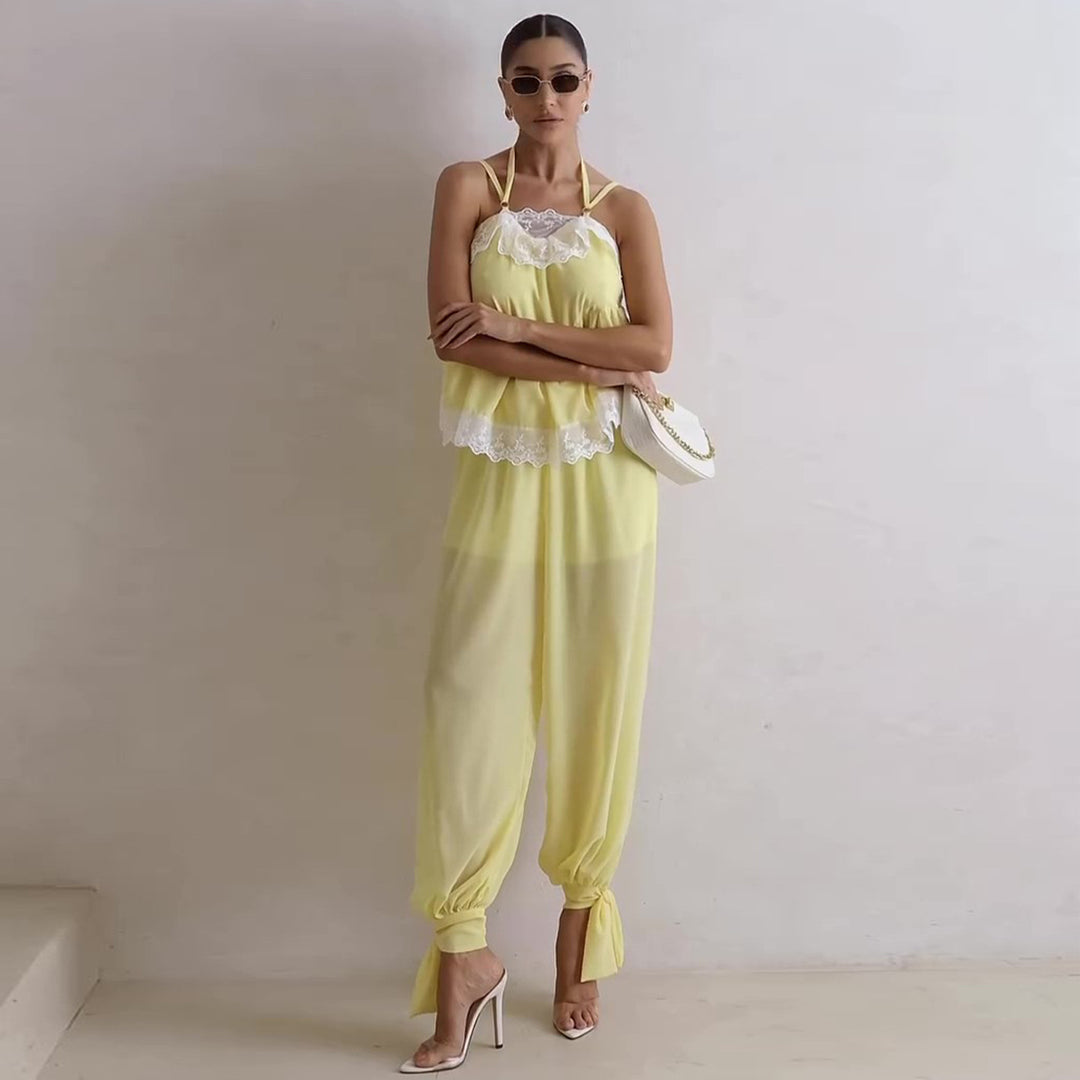 Damen luftiges Schalenoberteil mit elegantem Hosenansatz Drune