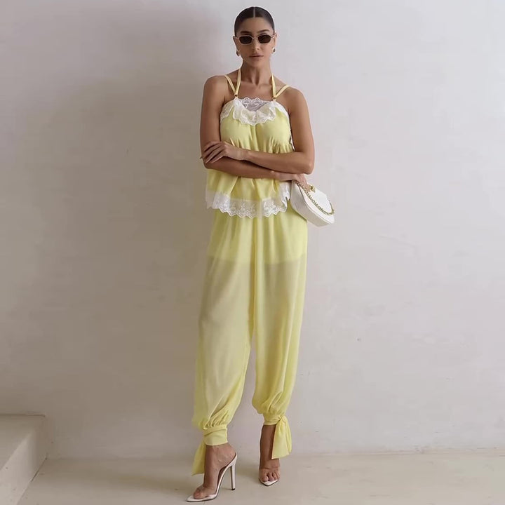 Damen luftiges Schalenoberteil mit elegantem Hosenansatz Drune