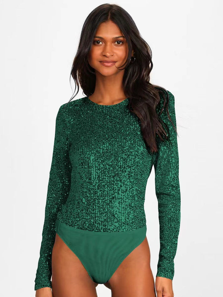 Damen Funktionsreicher Pailletten-Bodysuit mit langem Arm Drune