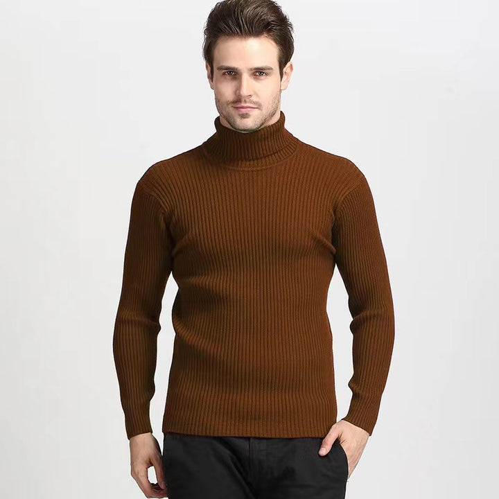 Herren nan Rippstrick Rollkragenpullover figurnaher elastischer Feinstrick Drune