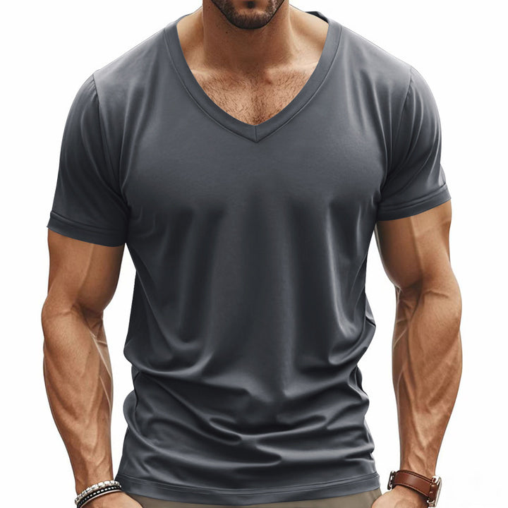 Herren V-Ausschnitt T-Shirt aus atmungsaktivem Funktionsmaterial Drune