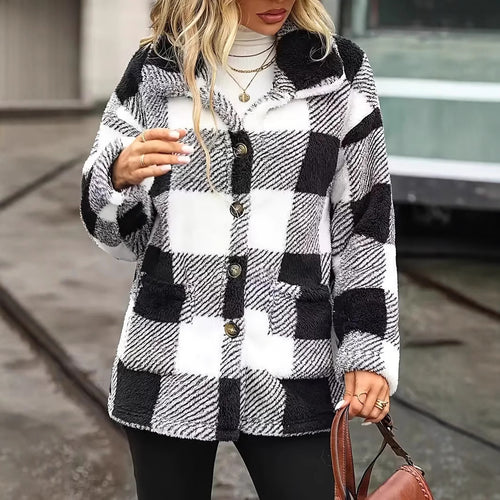 Damen Kuschelige Fleecejacke mit individuellen Karomuster Drune