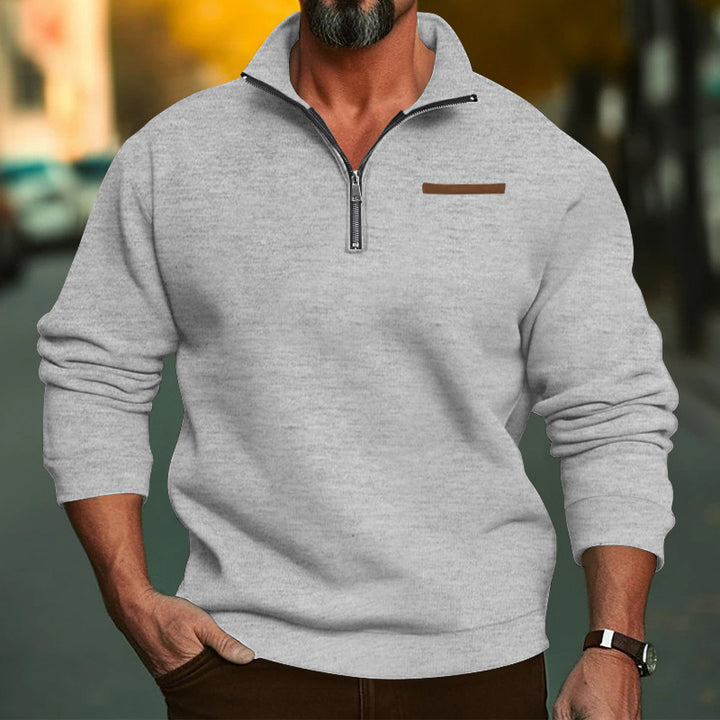 Herren sportlicher Pullover mit halbem Reißverschluss und hochwertigem Stoff Drune
