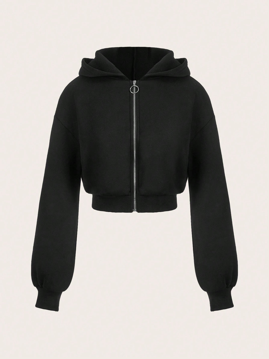 Damen cropped Hoodie mit innovativem Reißverschluss und voluminösen Ärmeln Drune