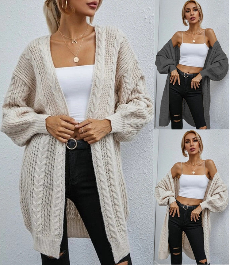 Damen Großer Strickcardigan mit tiefem V-Ausschnitt und lässigem Schnitt Drune
