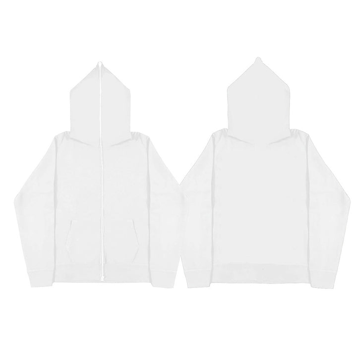 Unisex nan Kapuzenjacke mit durchgehendem Reißverschluss, doppellagiger Kapuze und Kängurutaschen Drune
