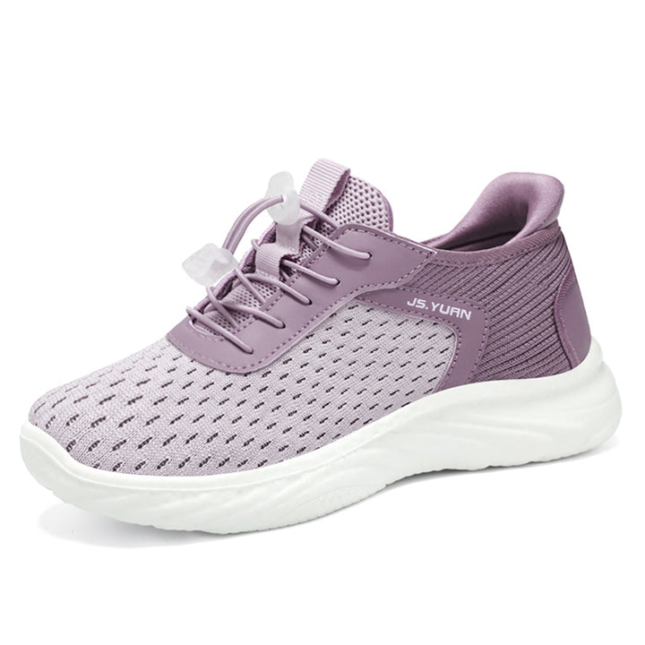 Damen nan leichter Strick-Sneaker mit elastischem Sockeneinstieg, Schnellzug-Schnürung und gedämpfter EVA-Zwischensohle Drune