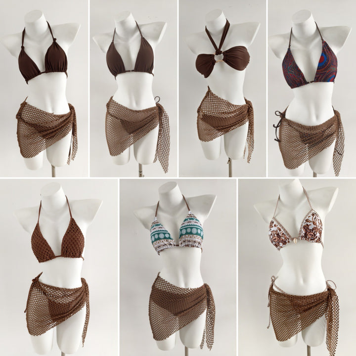 Damen Triangel-Bikini mit modischen Netzrock-Details Drune