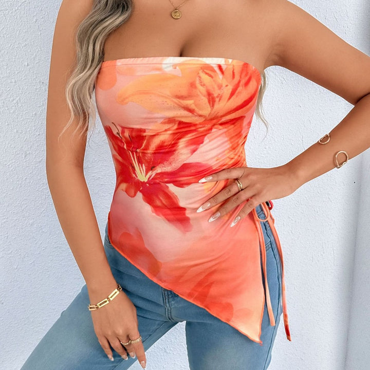 Damen Oberteil mit asymmetrischem Schnitt und floralem Design Drune