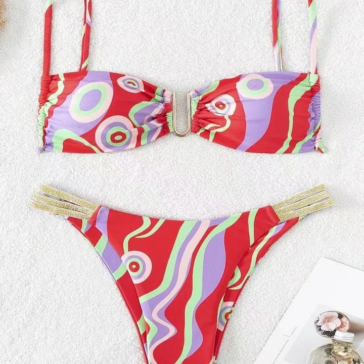 Damen Triangel-Bikini mit elegantem Raffungseffekt und modischen Akzenten Drune