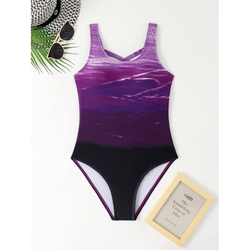 Damen Sportlicher Schwimmanzug mit elegantem Farbverlauf Drune
