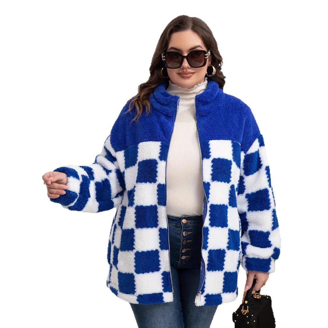 Damen gestepptes Fleece-Jacke im Karomuster Drune