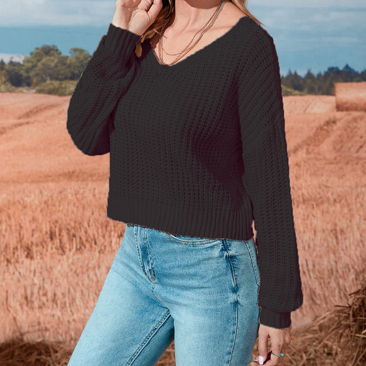 Damen lässiger offener Strickpullover Drune