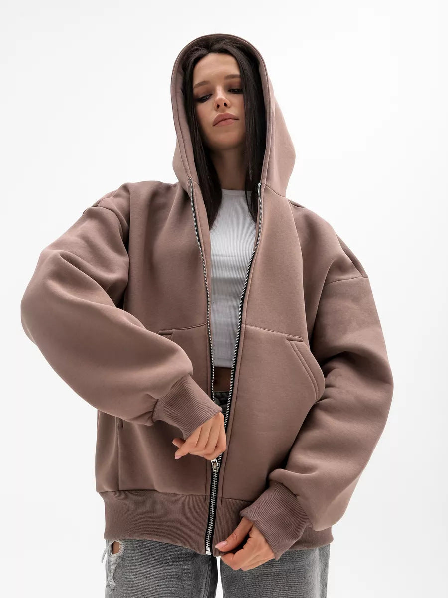 Damen Hoodie mit oversized Passform und durchgehendem Reißverschluss Drune