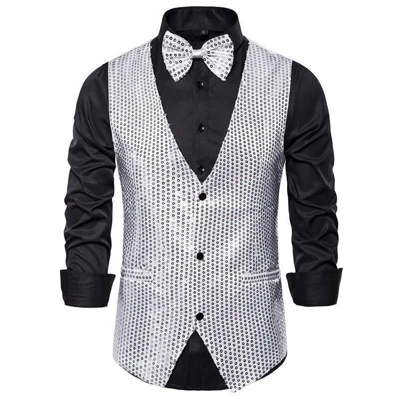 Herren stilvolle Pailletten-Weste Drune