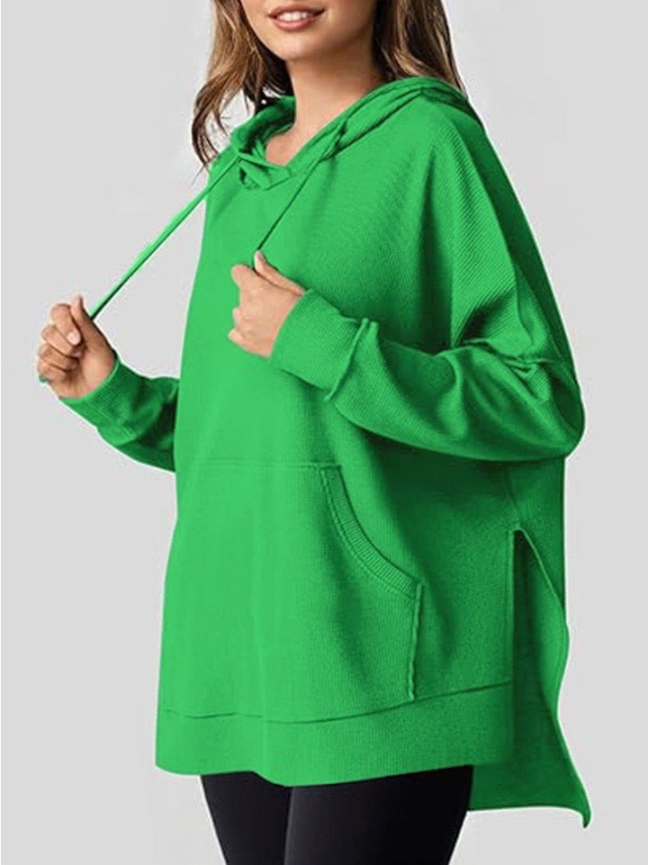 Damen Oversized Kapuzenpullover mit seitlichen Schlitzen und praktischen Taschen Drune