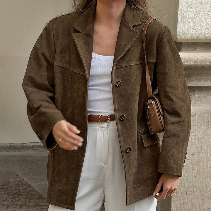 Damen Elegante Suede Blazerjacke Drune