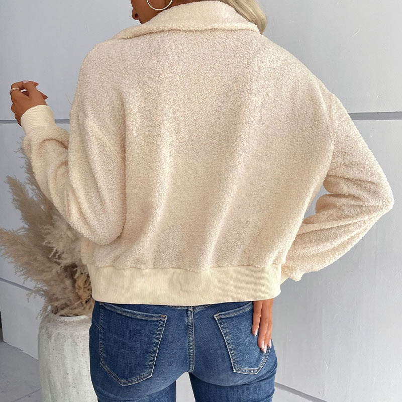 Damen Freizeitjacke mit weichem Teddyfell und elastischen Bündchen Drune