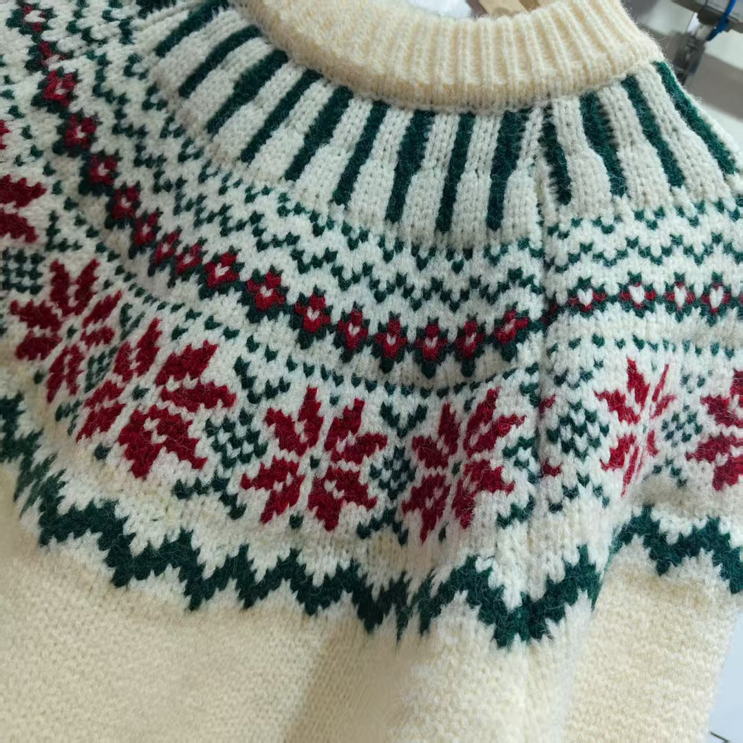 Damen Strickpullover mit festlichem Norweger-Motiv und weitem Schnitt Drune