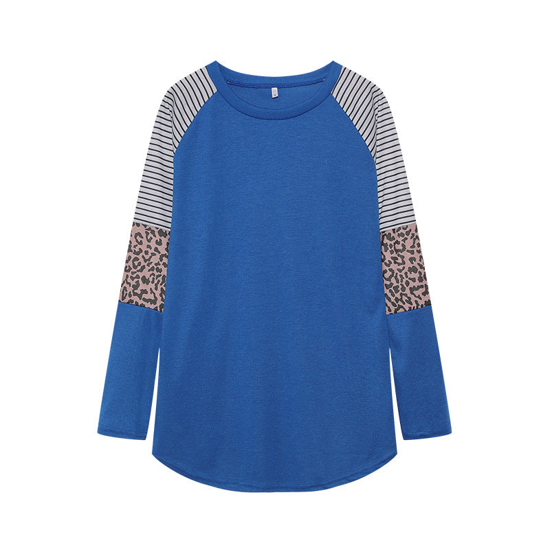 Damen Sportliches Langarmshirt mit tierischem Muster und modernem Streifendesign Drune