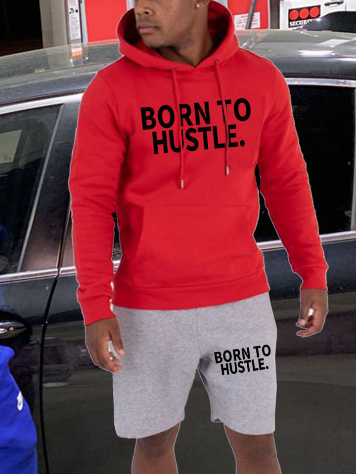 Damen Sportliches Hoodie und Shorts Set mit motivierendem Schriftzug Drune