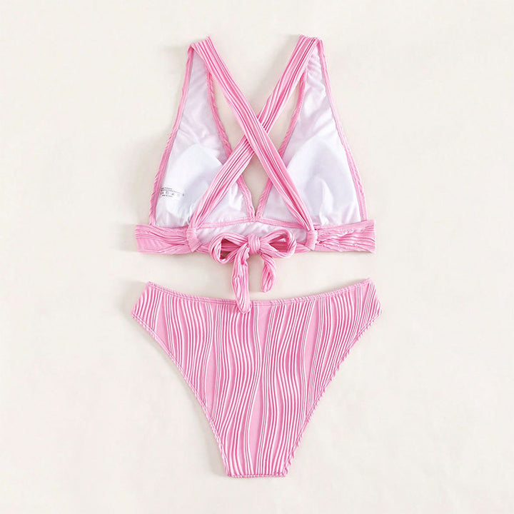 Damen Bikini-Set mit hohem Taillenbund und eleganten Falten Drune
