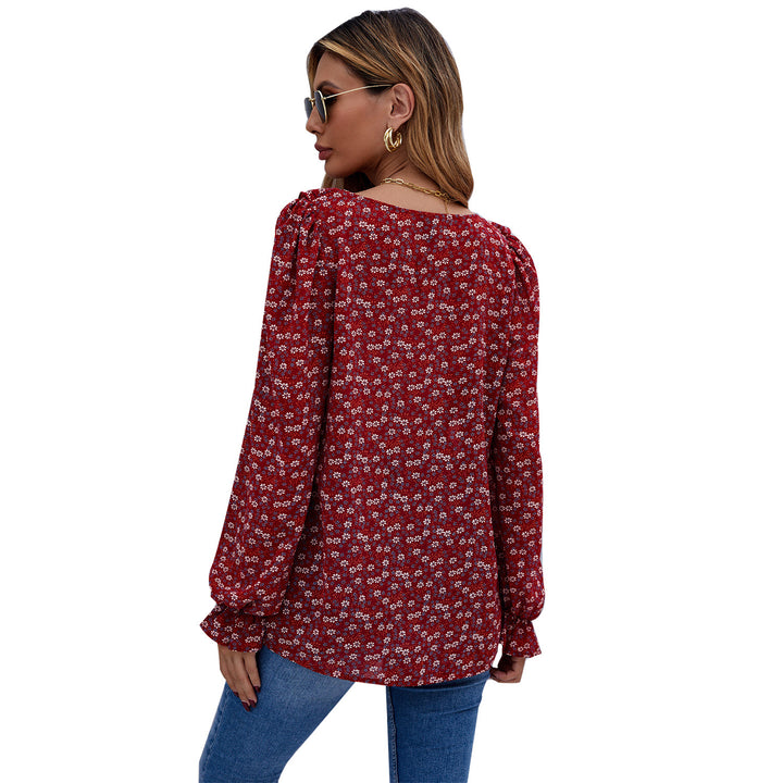 Damen Bluse mit Rüschendetails und floralem Muster Drune