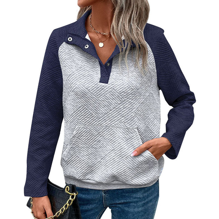 Damen lässiger Pullover mit Stehkragen und strukturiertem Design Drune