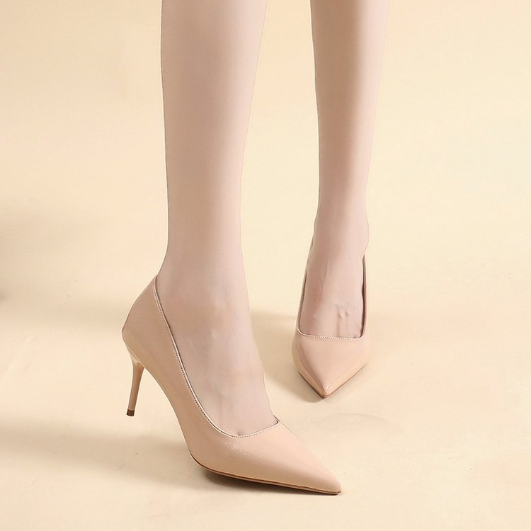 Damen Spitze High Heels mit glänzender Lackoberfläche Drune