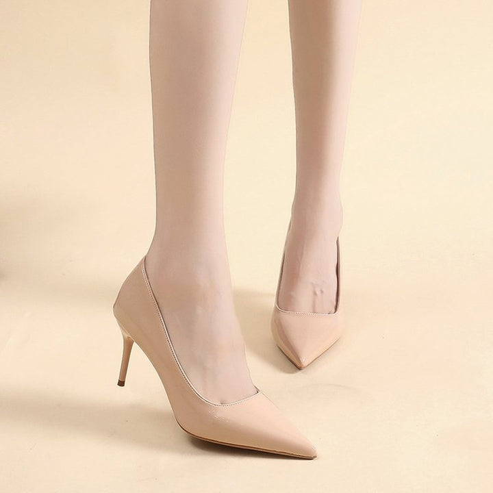 Damen Spitze High Heels mit glänzender Lackoberfläche Drune