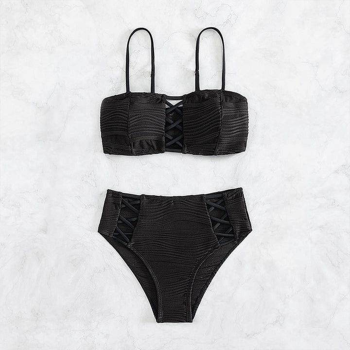 Damen Hochgeschnittener Wickelbikini mit Raffung Drune