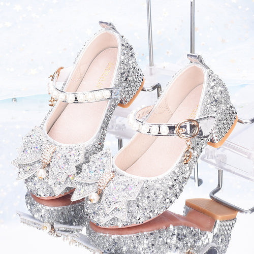 Mädchen Glitzernde Mary Jane Schuhe mit dekorativen Schleifen Drune