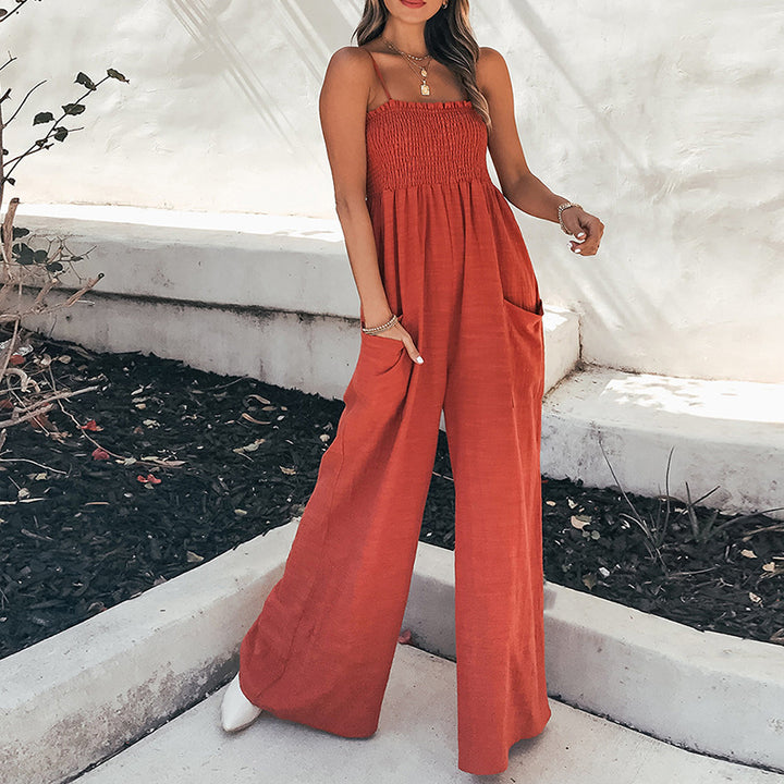 Damen Jumpsuit mit weitem Bein und elastischem Oberteil Drune