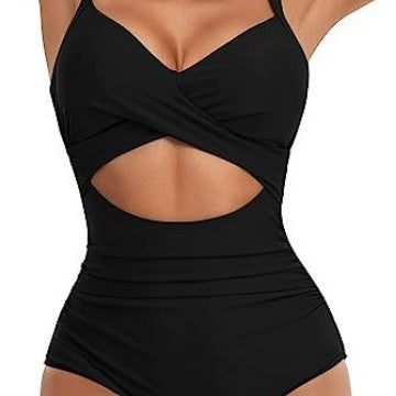 Damen Cut-Out Badeanzug mit Kreuzgurt Drune