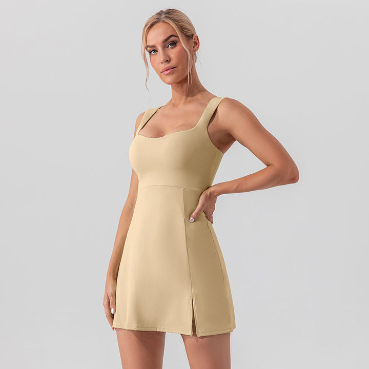 Drune | Hosenträger einfarbig Yoga Tennisrock leichtes Sportkleid